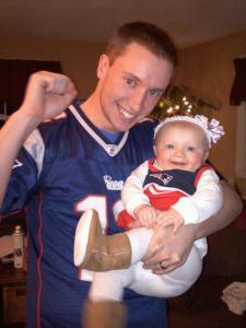 sam in patriots gear